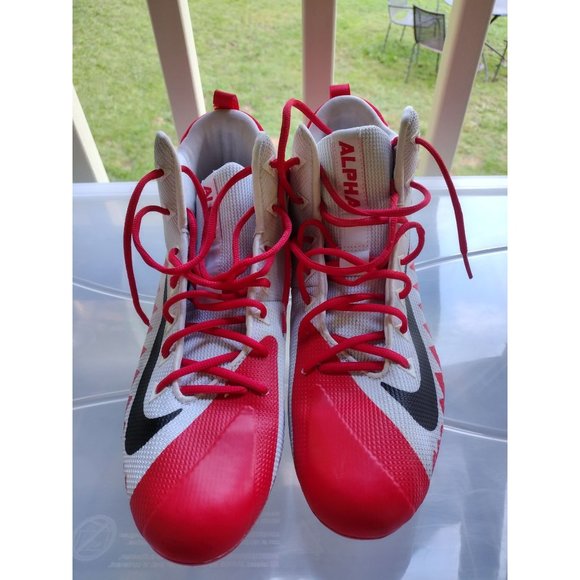 Nike Alpha Menace Pro Mid Black White Red Football Cleats Size 14 - Picture 2 of 8